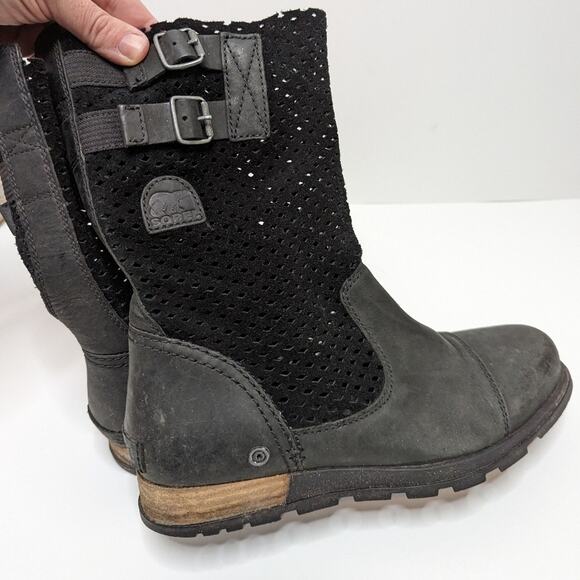 Sorel Black Major Pull-on Boots with Perforated Shaft | Size 8 - Picture 5 of 8